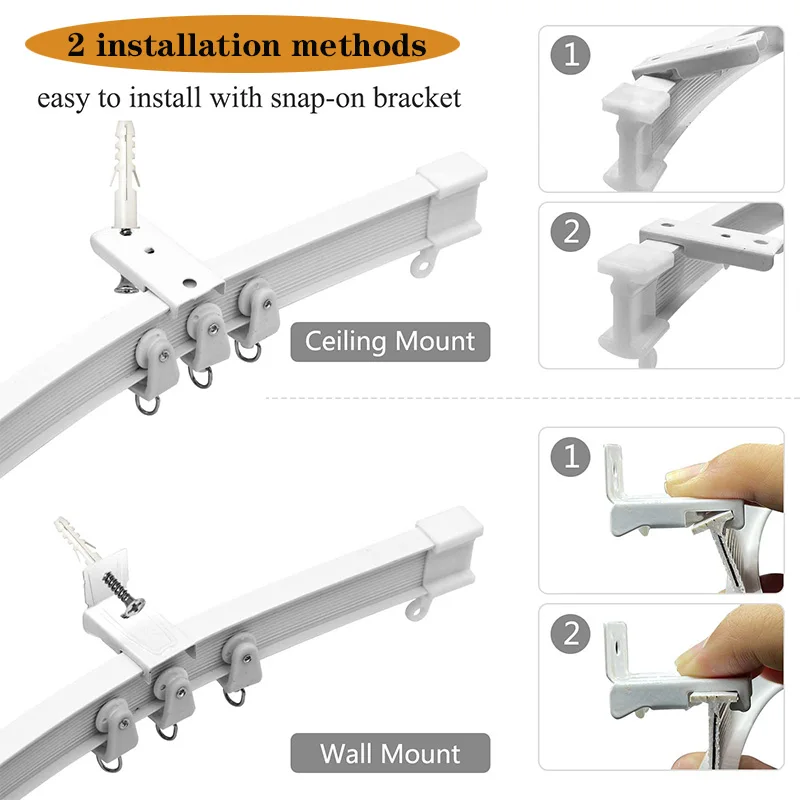 2/3/5/6M Bendable Curtain Track Bedrooms Balconies Bathrooms Flexible Silent Curtain Room Divider Track Home Window Decor Access