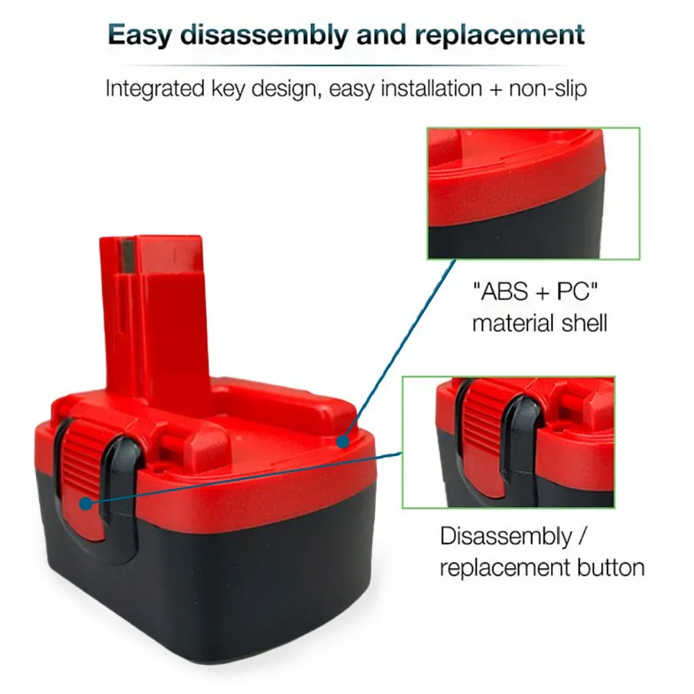 Bateria recarregável Ni-MH para Bosch, ferramentas elétricas sem fio, bateria substituível, D70745, 2607335273, BAT038, BAT140, 14.4V, 4800mAh