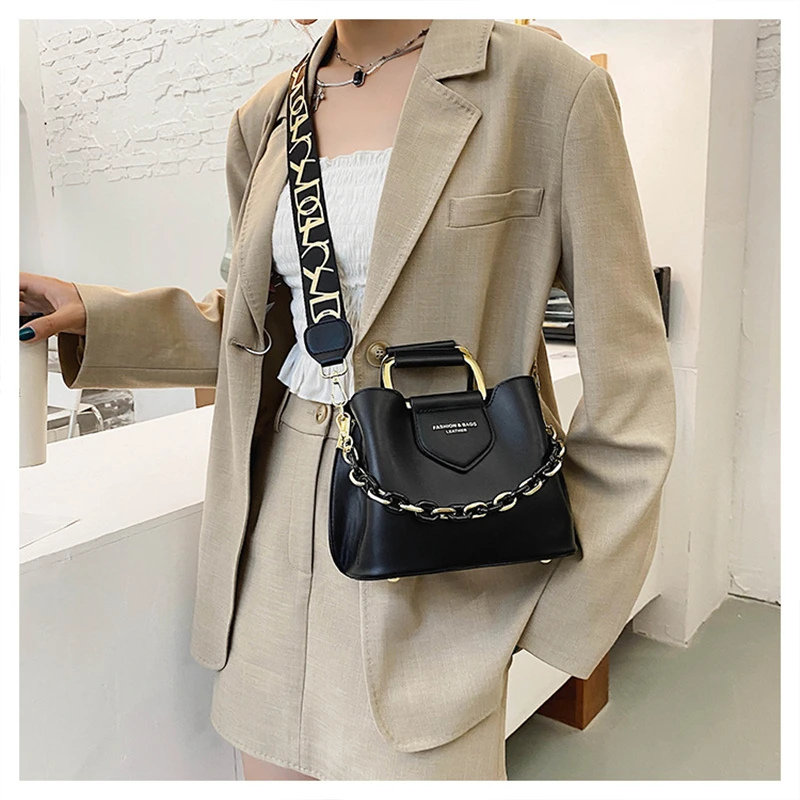 2021Winter New Women Top-handle Mini Bucket Bag Pure Color Luxury Designer Handbags Quality Leather Messenger Shoulder Cross Bag