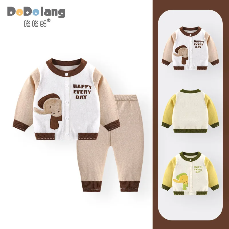 

Autumn and Winter Men's and Women's Sweater Set, Baby Western-style Knitted Cardigan, Baby Two-piece Set, Spring Newborn Clothes