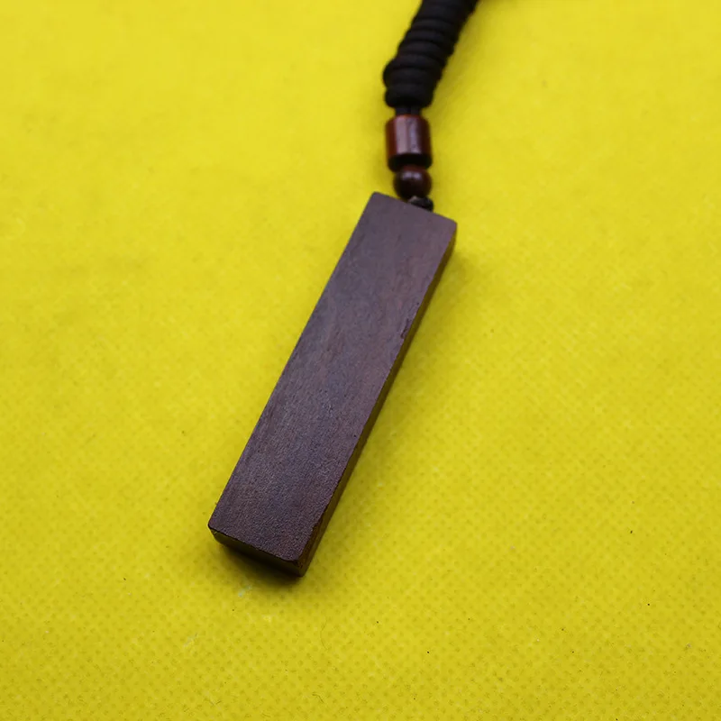 Traditional Chinese Style Thunder Struck Jujube Wood Nine Words Mantra Pendant Hand Carved Lucky Blessing Wealth Attraction Spir