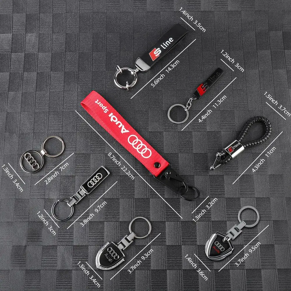 Leather/Metal Alloy Car Keychain For Audi Sline A3 A4 B8 8P B9 8V B6 A5 B7 A1 A6 C6 Q3 Q5 C7 8I TT Key Chain Rings Accessories