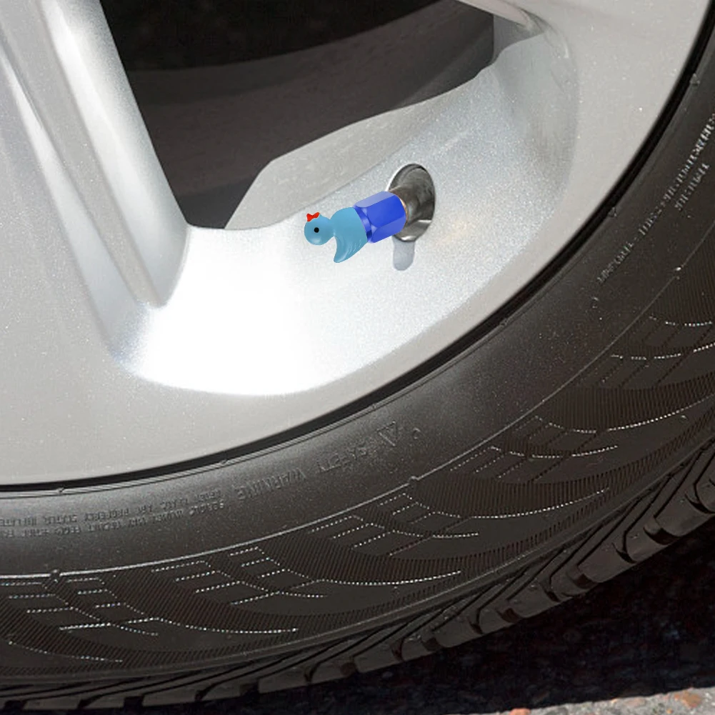 4 قطعة لطيف بطة السيارات قضيب صمام إطار قبعات توهج في الظلام الإطارات صمام قبعات الإطارات صمام الهواء قبعات للسيارات الدراجات النارية والدراجات