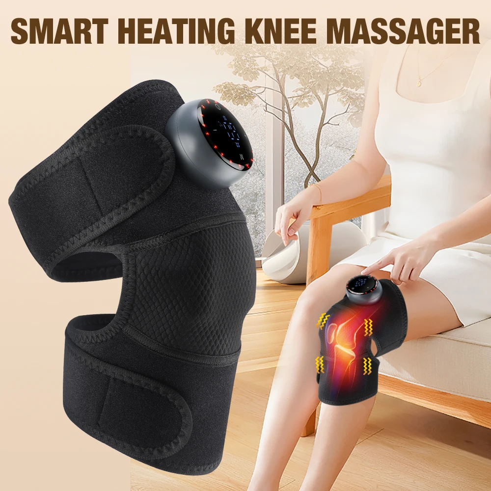 

3-in-1 Knee Massager Shoulder Arm Wrap Heated Vibration - 5 Modes, 5 Temp Levels LED Mugwort Bag Extension Strap Keep Warm Relax
