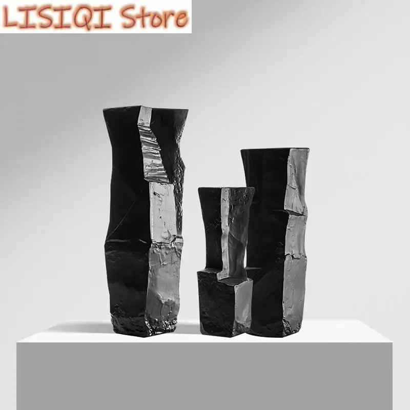 

New Imitation Stone Art Ceramic Vase Geometric Irregularity Flower Art Deco Ornaments Home Decoration Accessories Vase Pots