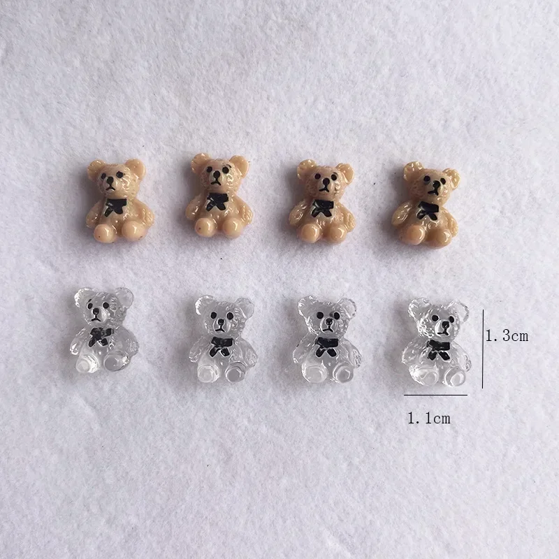 10Pcs Nail Art Bear Shaped Nail Charms Cute Nail Art Decorations Jewelry Rhinestone Accessories Manicure Diy Nails Art Tools