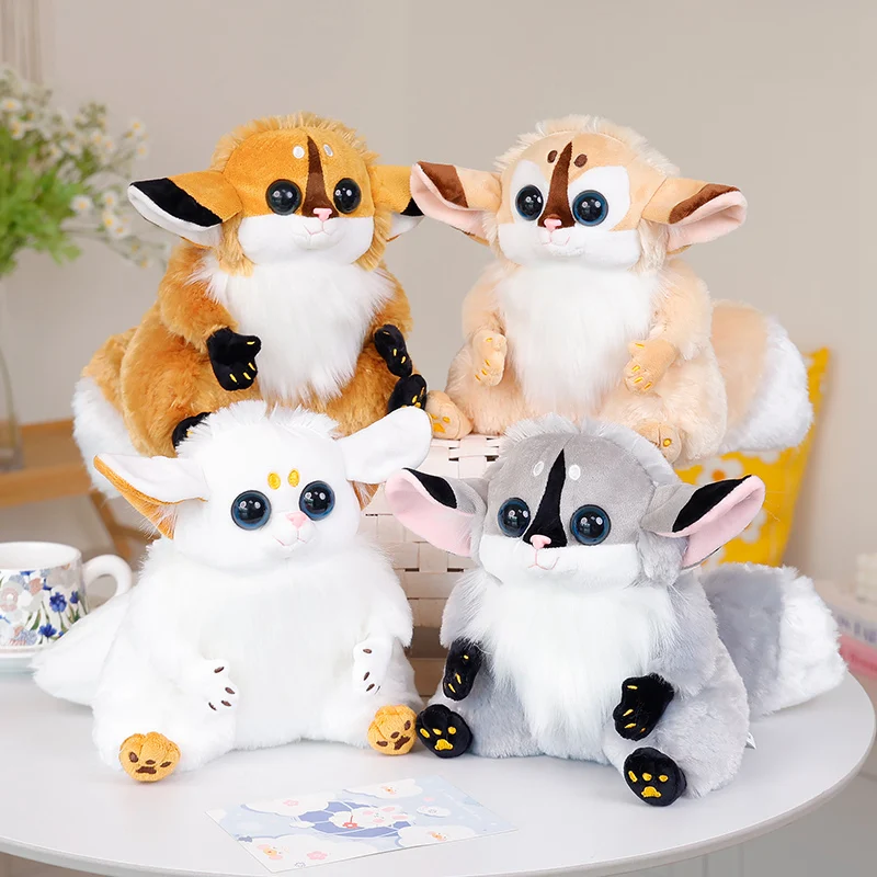 22cm Eulemur Fox Like Real Wild Animal Doll Plush Toy Sitting Grey Yellow White Brown Plushie Birthday Present