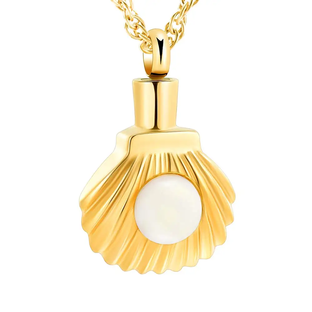 Urn Necklace for Ashes Pearl Mussel Cremation Jewelry Stainless Steel Ashes Pendant for Women Men Keepsake Memorial for Jewelry