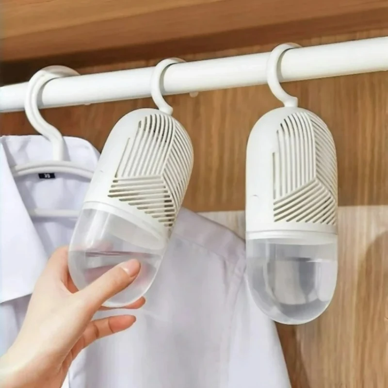Caja Deshumidificadora para Ropa, Paquetes Deshumidificadores Reutilizables Colgantes, Antimoho con Recolector de Agua y Gancho para Armario, Guardarropa y Gabinete