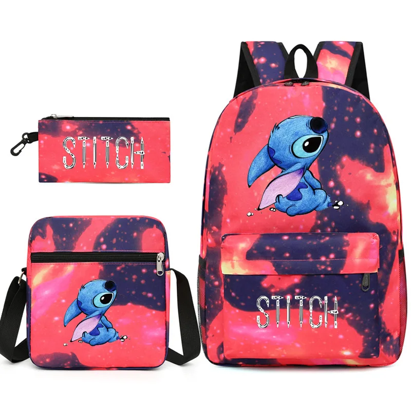 MINISO Disney Stitch Kids Backpack Cartoon Stitch Print Kindergarten Pencil Case Boy Girl Shoulder Bag Children Schoolbag Gift