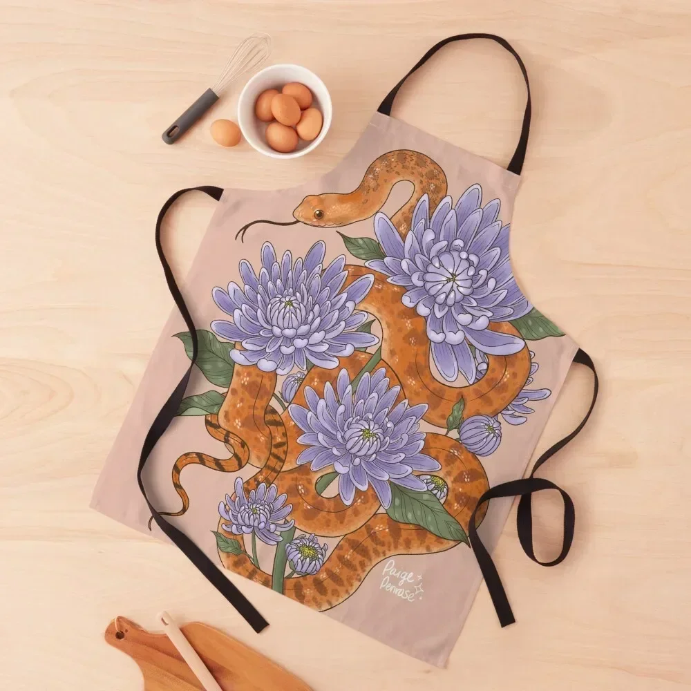 

Bull Snake with Chrysanthemum Apron Men kitchen Chef jacket men kitchen jacket woman Funny Apron