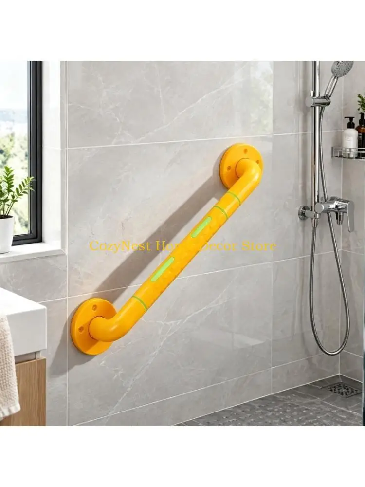 92MF Wall-Mounted Bathroom Grab Bar with Textured Outer Grip, Two Round Bases, and Included Installation Hardware Set