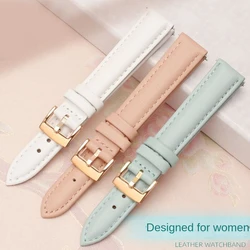 Ladies' Student Cowhide Watch Band Small Size for Fossil Rossini Casio DW Pin Buckle Calfskin Bracelet 12mm 14mm 16mm 18mm 20mm
