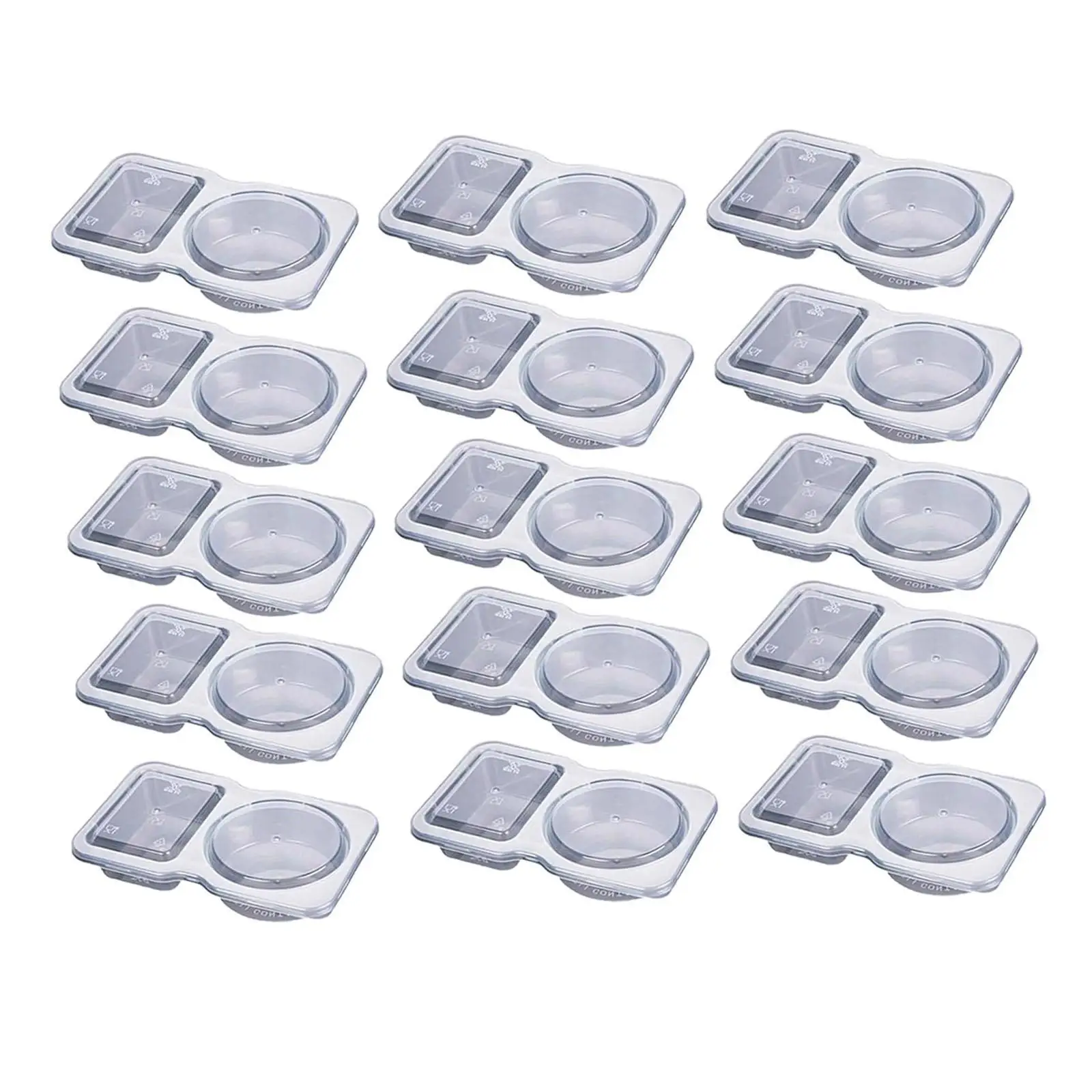 15Pcs Double Compartment Condiment Container Storage Transparent Divided Stackable with Lids for Home Snack Picnic Work Go Sauce