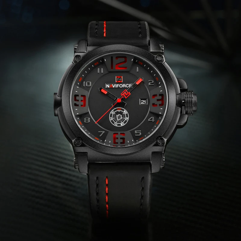 NAVIFORCE Military Sport Watches for Men Original Waterproof Day and Date Display Wristwatches Leathser Clocks Relogio Masculino