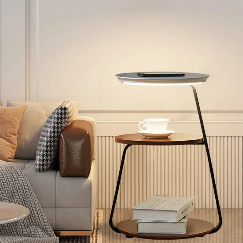 Floor Lamp Living Room Sofa Bedroom With Mobile Phone Wireless Charging Creative Shelf Design Bedside Table All In One News