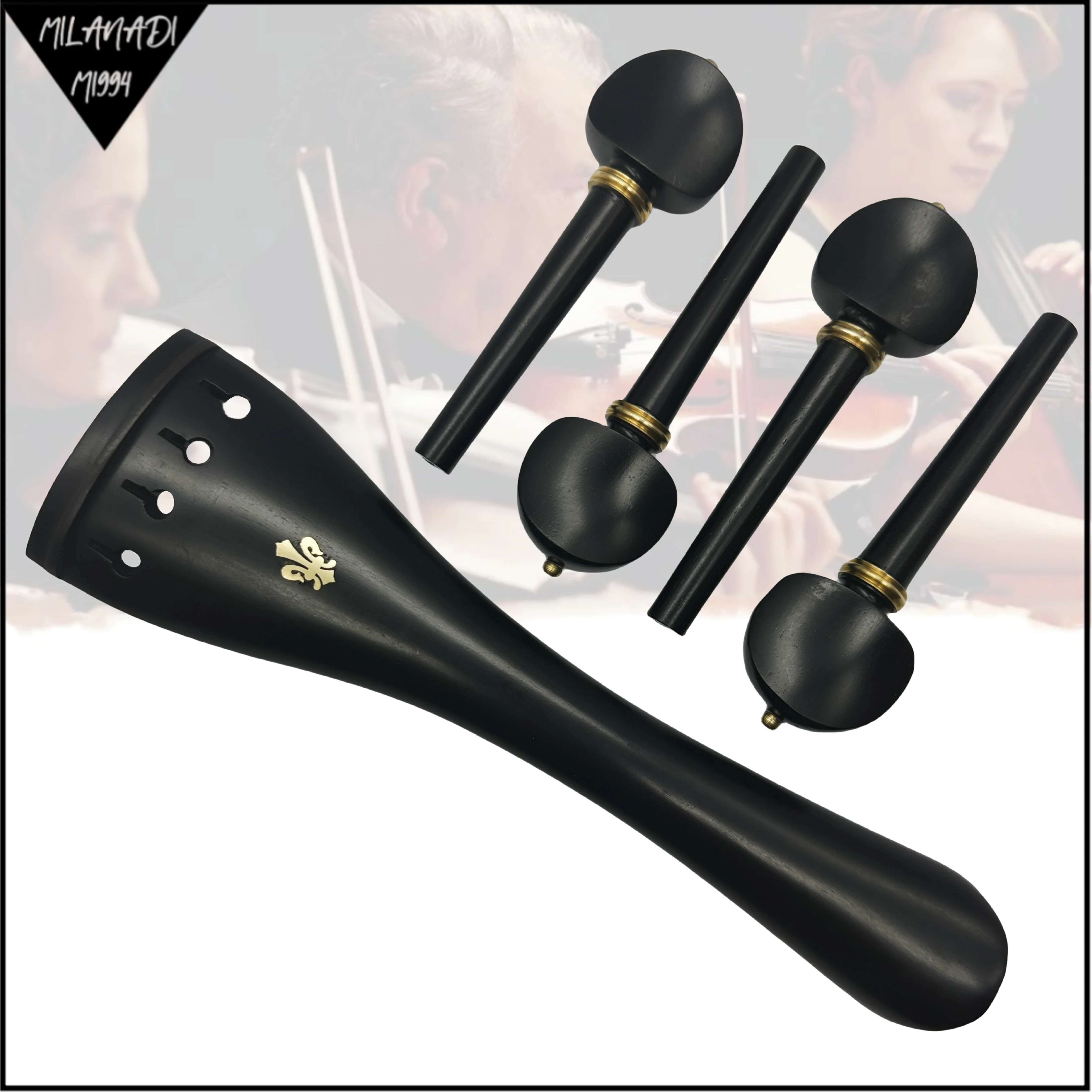 1 set 4/4 cello ebbenhout onderdelen fittingen staartstuk stemsleutels accessoires