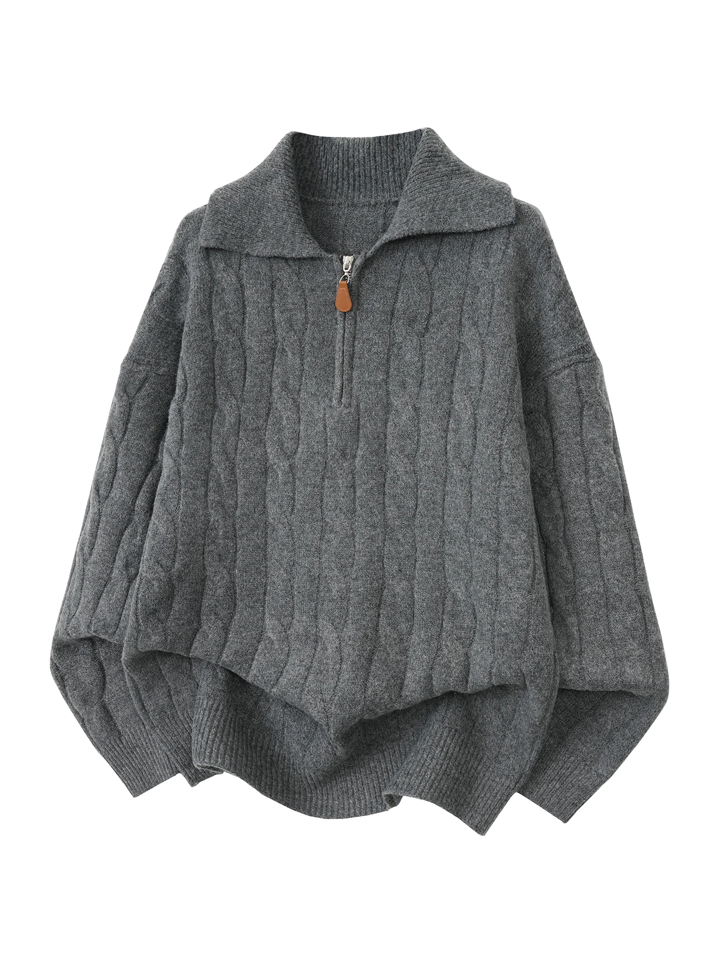 

Thiened f Zipper Collared Sweater Men's Autumn Winter Spor American Loose Knitted Warm Pullover for Teenagers And Stud...