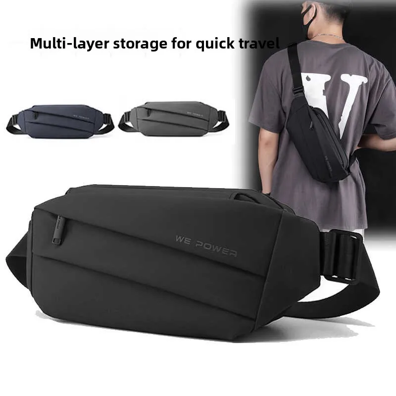 

2026 New Men's Chest Bag Trendy Crossbody Outdoor Sports Waist Bag Large Capacity Backpack Single Shoulder Zipper Leisure