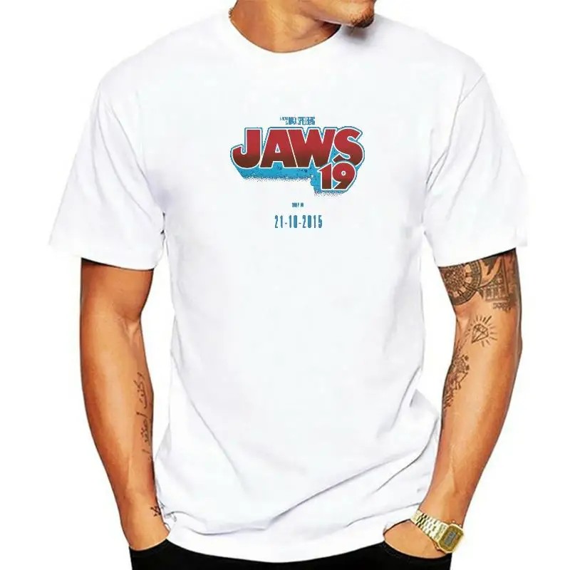 Men's JAWS 19 Fashion Cotton T-Shirt Classic Short Sleeve Slim Fit Youthful Style Henry Collar Nine Points Sleeve Length