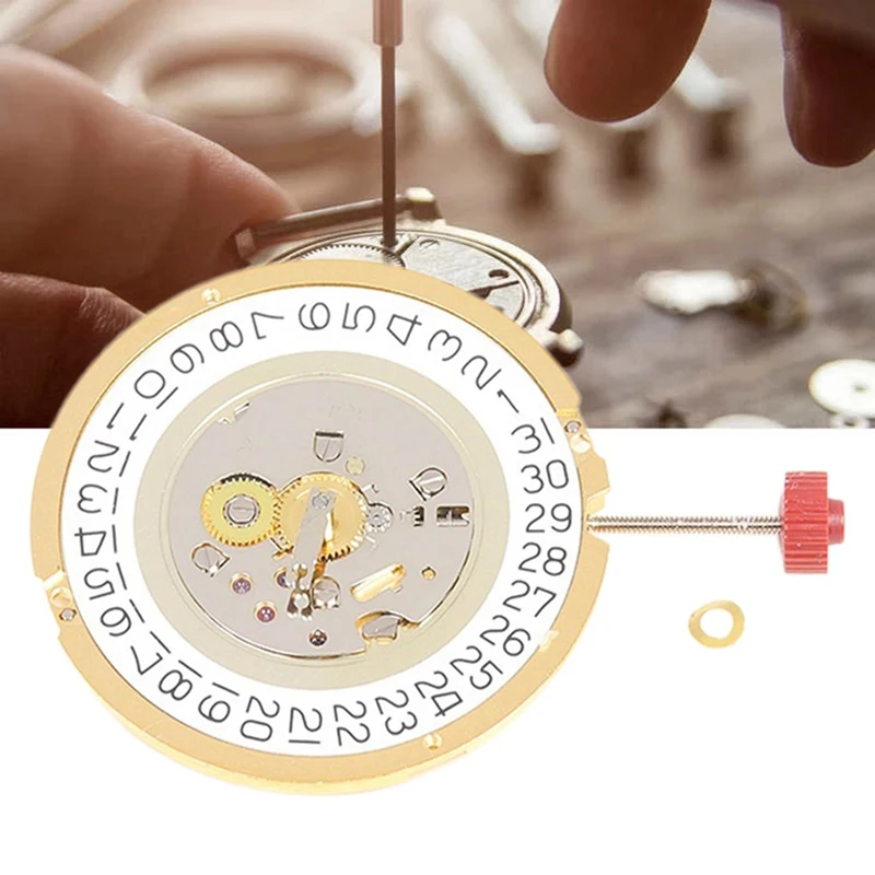 Para RONDA 1019 movimiento de reloj con rueda de hora resorte calendario de las 3 en punto movimiento de cuarzo de dos y media manecilla