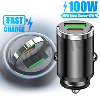 Mini 100W Hidden Car USB Charger Super Charge Dual USB Port Cigarette Lighter Adapter 30W PD Charger for iPhone iPad Android