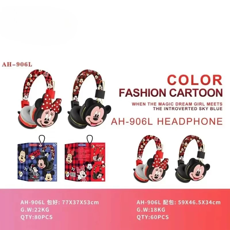 Cartoon Mickey Minnie Bluetooth Headsets Game Doodle Wireless Headphones Earphones Mic For Kids Boy Girl Gifts Support TF Card