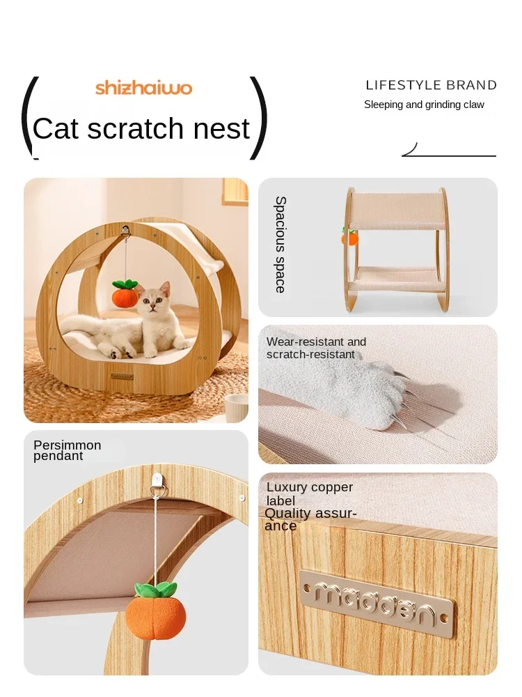 Pet Cat Nest, Cat Crawling Frame, Integrated Cat House, Self Hi  Scratch Board, Durable and Scratchable Jumping Platform,