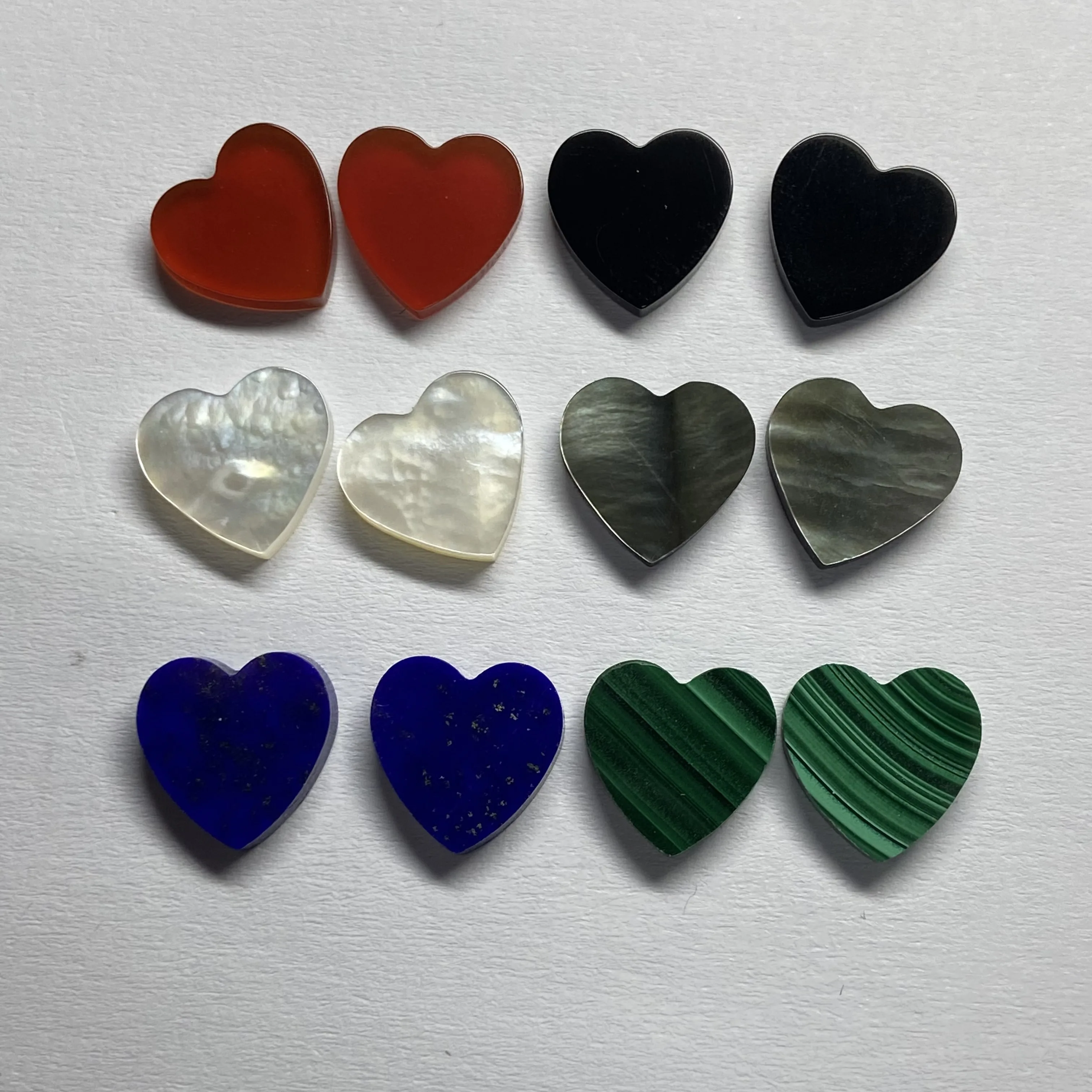 10mm 12mm Natural White Mother of Pearl Shell Flat MOP Heart Gemstones On Sale