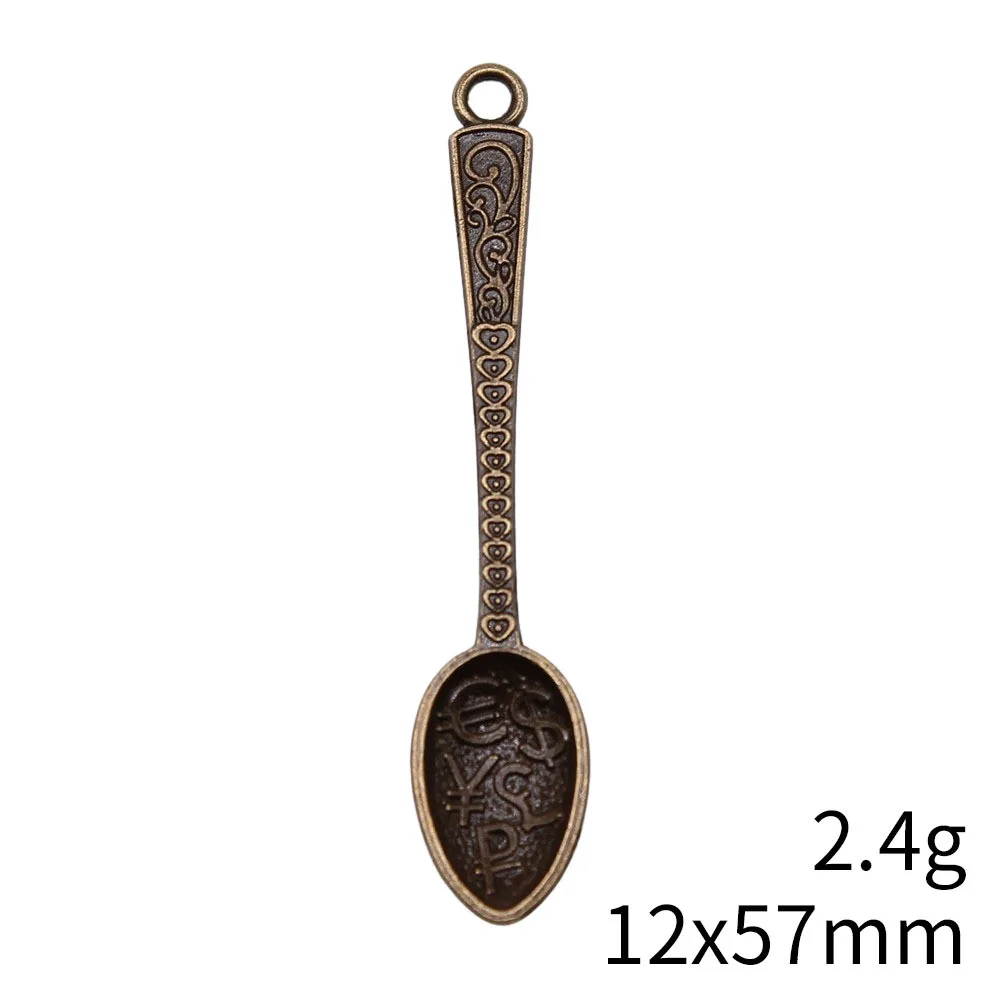 

4pcs 12x57mm 2 Colors Antique Silver Color Antique Bronze Color Rich Spoon Charms Handmade Jewelry Making Accessories