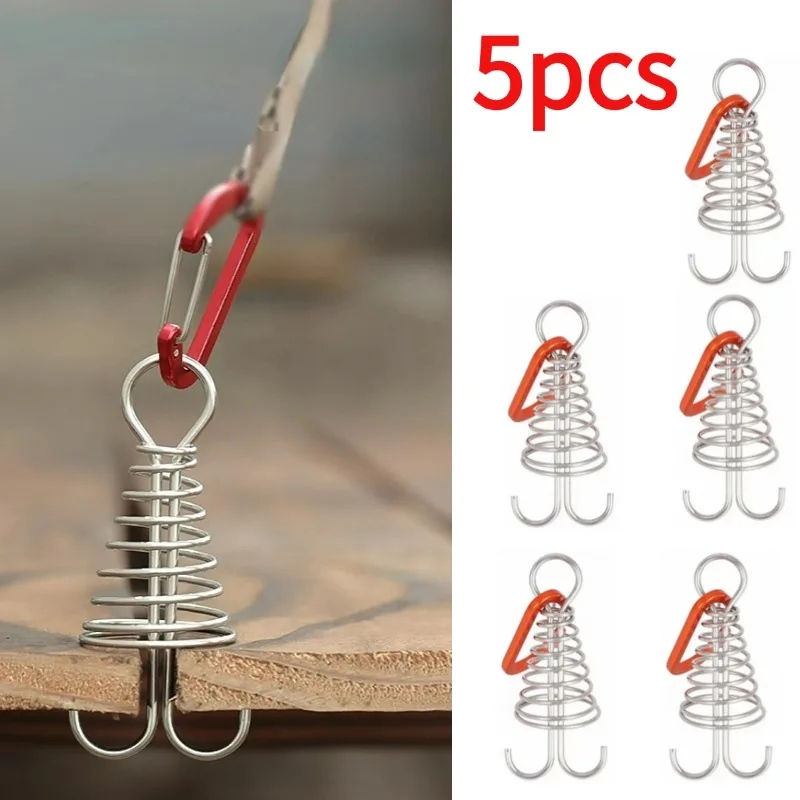 Pink Squirrel 5pcs Stainless Steel Ground Nails for Secure Decking and Camping Setups, Durable