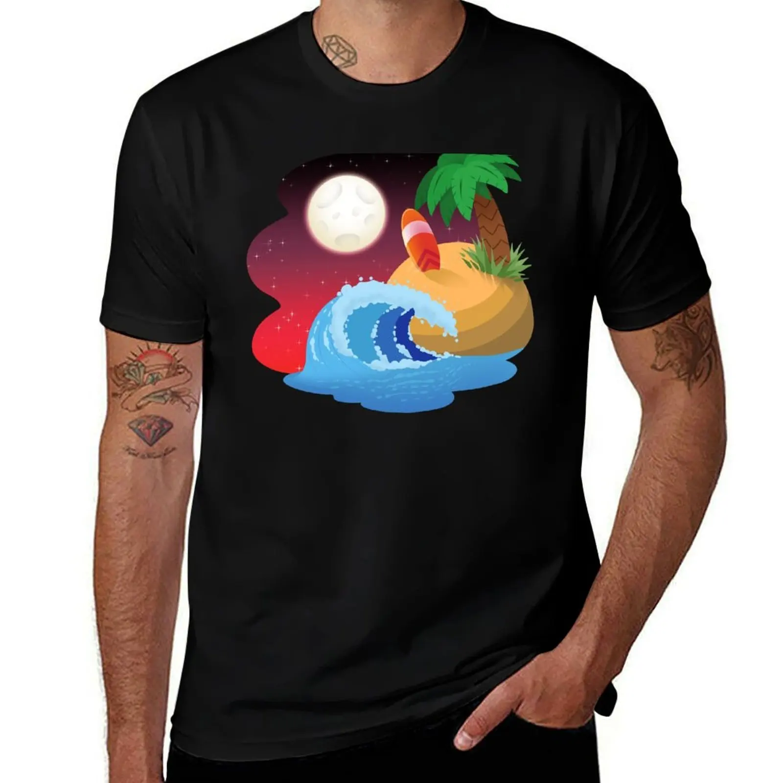 Ocean Night T-Shirt Plus Size Gym Sports T-Shirt