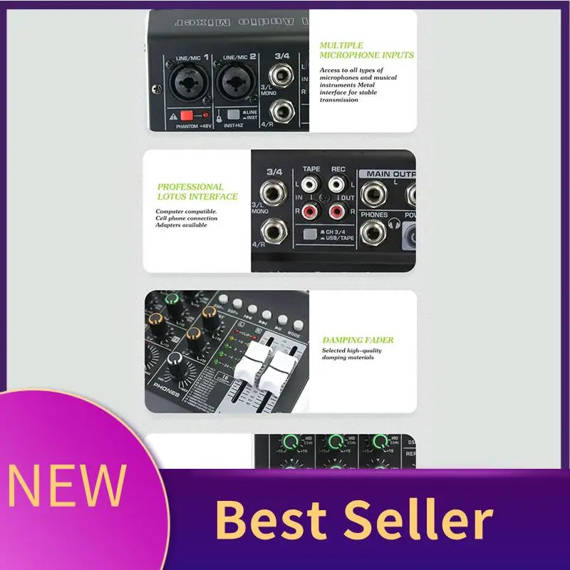 

HFES HM-4M 4 Channel Studio Audio Mixer Sound Mixing Console For PC Recording DJ Stage Family KTV Campus Speech Meeting