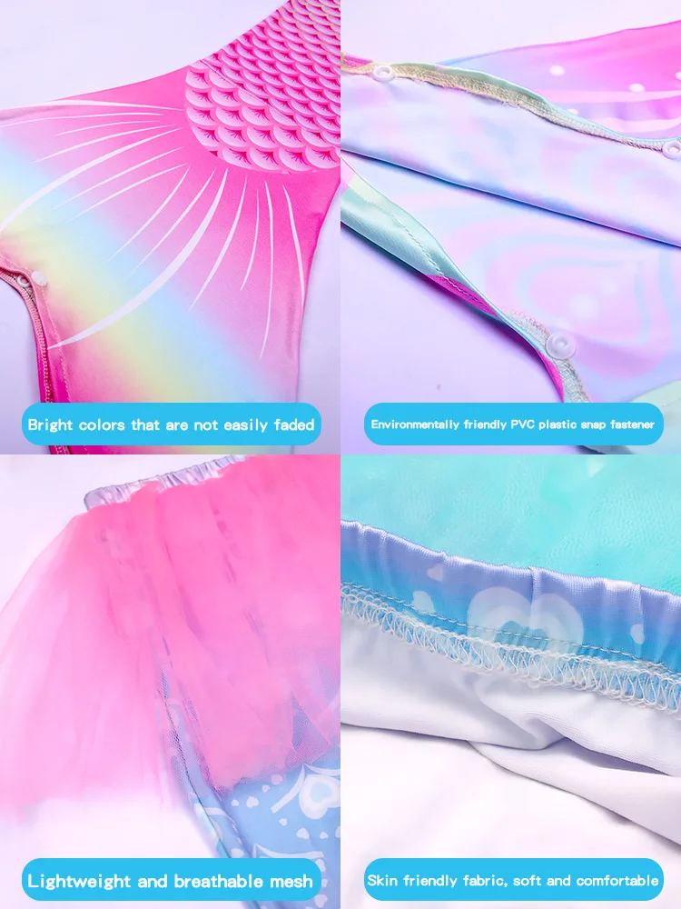 어린이 인어 COS 의상, 소녀 3피스 공주 공연 의상, 파티 의상, 할로윈 코스프레 의상