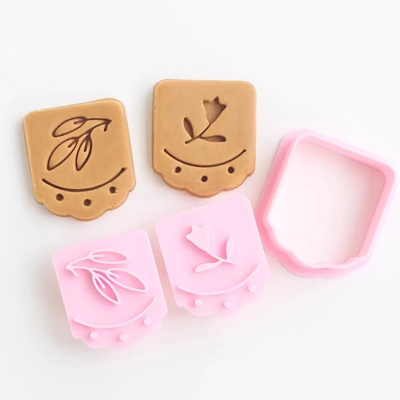 Daisy Flowers Shape Cookie Cutter Stamp Cartoon French Retro Flower Leaf Biscuit Mold Cookie Kitchen Baking Pastry Tools