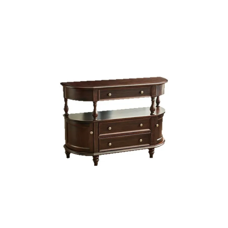 

American-style entrance cabinet retro style all solid wood high-end foyer