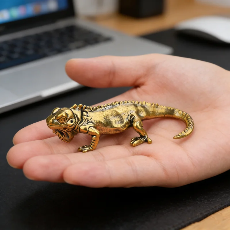 1pc Vintage Brass Lizard Deskt - Vintage Collectible Ornaments ulasan dan harga