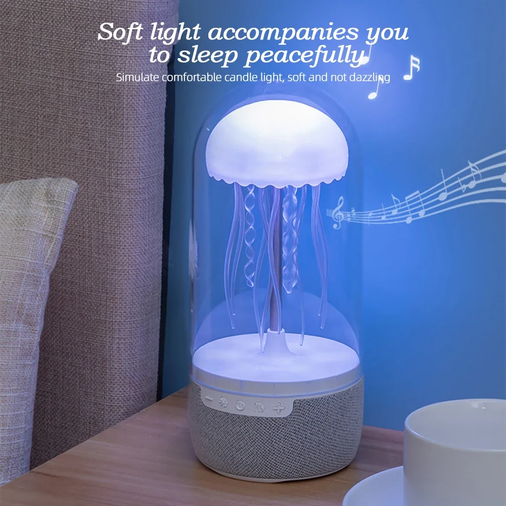 Creative Colorful Jellyfish Lamp Bluetooth Speaker HiFi Stereo 1800mAh Sports Jellyfish Speaker with Lights for Home Office