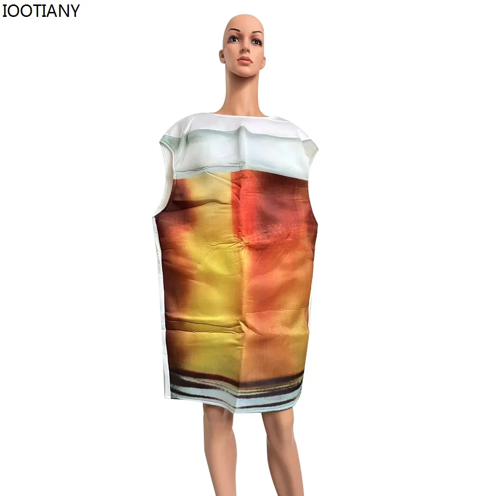 CosplayAdult مضحك زجاجة بيرة دور اللعب زوجين زي هالوين مركب الإسفنج البيرة الملابس كرنفال حفلة تنكرية Jumpsu