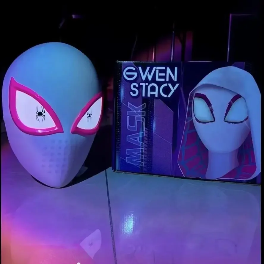 Spider-Man Remote-controlled Light-up Movable Hood Gwen Stacy Black Spider-Man Light-up Electric Mask Across The Universe Gift