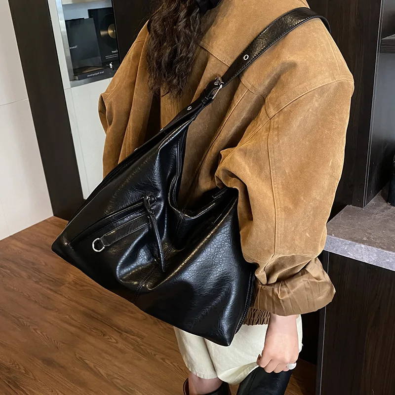 

2025 New Korean Style Shoulder Bag for Women, Genuine Leather Multi-way Crossbody Purse, Vintage Chic Large Capacity Tote