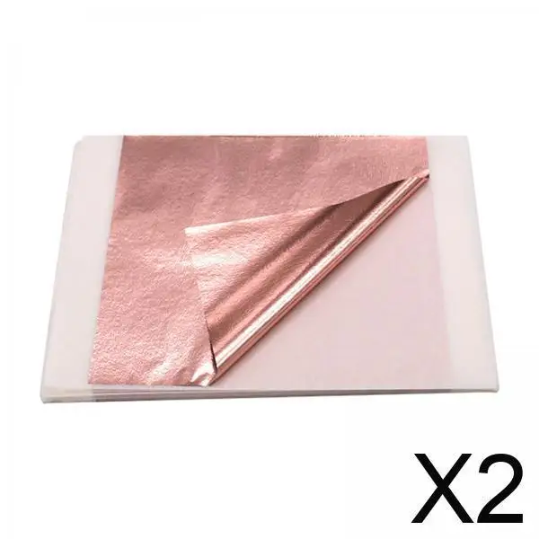 

2x100 Pieces Gold Foil Leaf Multi Purpose for Nail Manicure Gilding Crafting rose gold