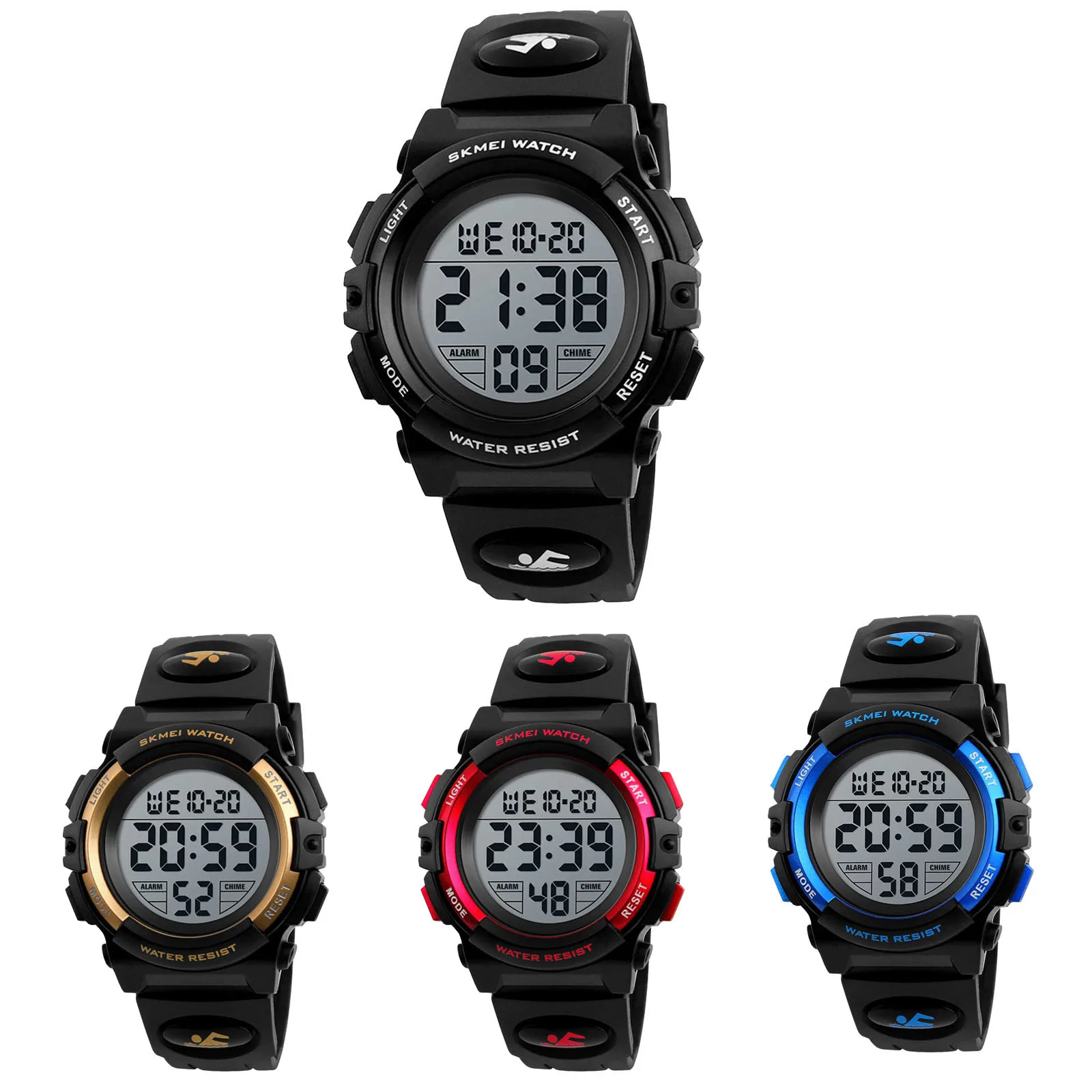 Children Fashion Wristwatch Multifunction Life Waterproof Outdoor Sports Luminous Watch For Kids Students Boys Four Colors