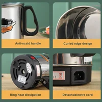 DMWD MultiCooker Electric Skillet portable stainless steel heating cup Noodles milk soup porridge Cooking Pot mini coffee boiler 6
