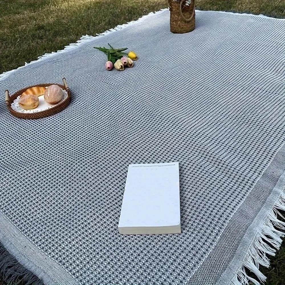 

Large Size Outdoor Picnic Mat Linen Portable Tablecloth with Tassel 180x130CM Lightweight Camping Ground Cloth Sand Proof