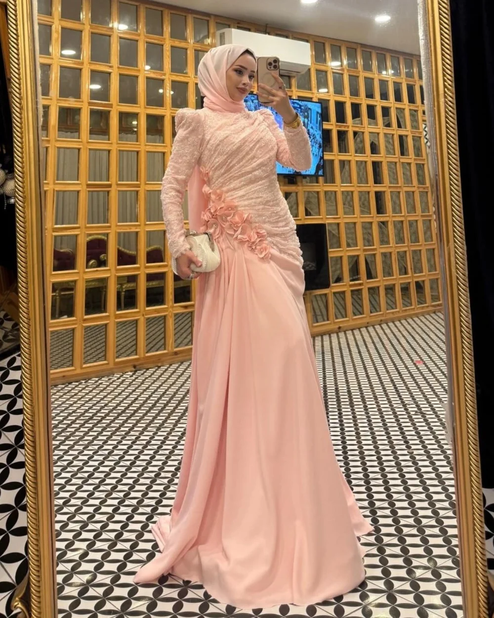 

Customized Matching Matching Flower Pleat Trumpet High Collar Long Evening Dresses Luxury 2025 Elegant Exquisite