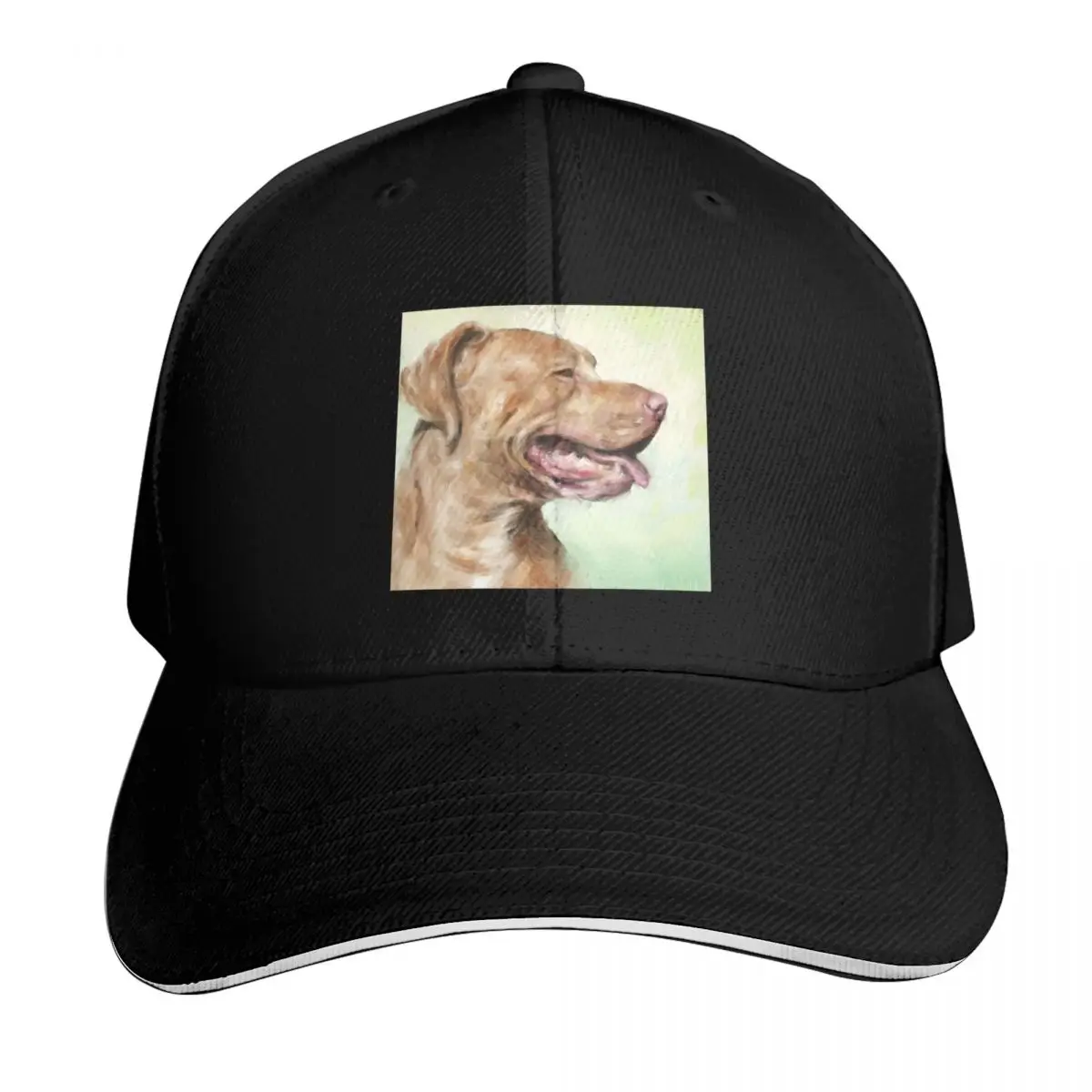 

Oil Painting of a Beautiful Red Nose Pit Bull Smiling on a Green Background Baseball Cap cute Women Men's