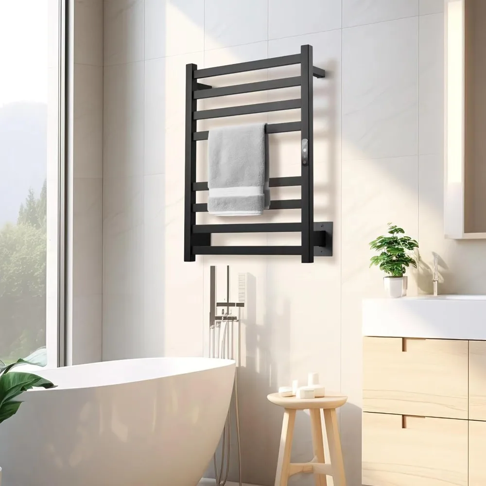 

Hot Sale.Towel Warmer Matte Black Heated Towel Rack Mounted Electric Towel Dryer Rack with Temperature Control&24 Timer