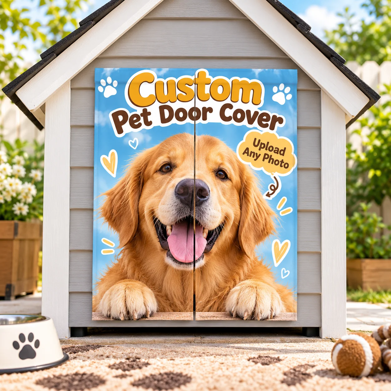 Custom Pet House Door Curtain, Personalized Any Pattern Warm Windproof Dog Cat Kennel Door Cover Pet House Accessory