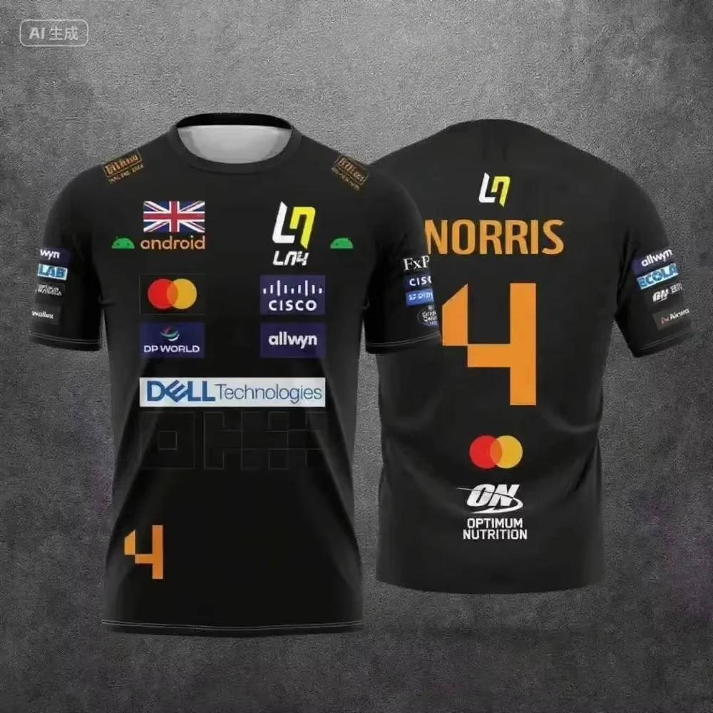 Camiseta McLaren Racing Lando Norris | Ropa deportiva transpirable edición 2026 NO.4 | Top de manga corta inspirado en